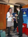 Oceněná skautka Hana Šimková (oblast dobrovolnictví s dětmi a mládeží) a Michal Urban, MŠMT